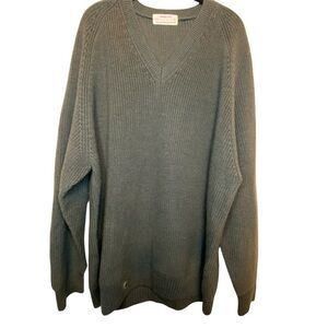 Sheep Inc Sustainable V Neck Ultra Fine Merino Wool Sweater Moss Green SZ XXL